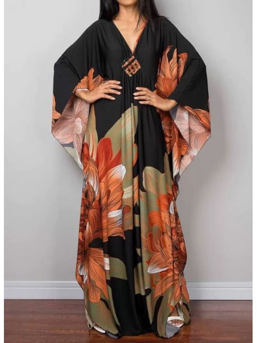 Copricostume Vestito Spolverino Donna Mare Caftano Boho Chic Maxi Dress COV0271